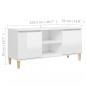 Preview: TV-Schrank mit Massivholz-Beinen Hochglanz-Weiß 103,5x35x50 cm