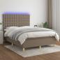 Preview: ARDEBO.de - Boxspringbett mit Matratze & LED Taupe 140x200 cm Stoff