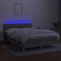 Preview: Boxspringbett mit Matratze & LED Hellgrau 140x200 cm Stoff