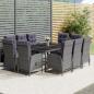 Preview: ARDEBO.de - 11-tlg. Garten-Essgruppe Poly Rattan Grau