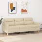 Preview: ARDEBO.de - 3-Sitzer-Sofa Creme 180 cm Stoff