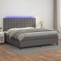 Preview: ARDEBO.de - Boxspringbett mit Matratze & LED Grau 200x200 cm Kunstleder