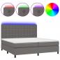 Preview: Boxspringbett mit Matratze & LED Grau 200x200 cm Kunstleder