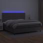 Preview: Boxspringbett mit Matratze & LED Grau 200x200 cm Kunstleder