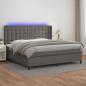 Preview: ARDEBO.de - Boxspringbett mit Matratze & LED Grau 200x200 cm Kunstleder