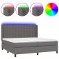 Preview: Boxspringbett mit Matratze & LED Grau 200x200 cm Kunstleder