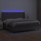 Preview: Boxspringbett mit Matratze & LED Grau 200x200 cm Kunstleder