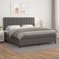 Preview: ARDEBO.de - Boxspringbett mit Matratze Grau 200x200 cm Kunstleder