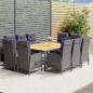 Preview: ARDEBO.de - 11-tlg. Garten-Essgruppe Poly Rattan Grau