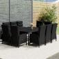 Preview: ARDEBO.de - 11-tlg. Garten-Essgruppe Poly Rattan Schwarz