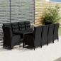 Preview: ARDEBO.de - 11-tlg. Garten-Essgruppe Poly Rattan Schwarz