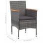 Preview: 11-tlg. Garten-Essgruppe Poly Rattan Grau