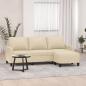 Preview: ARDEBO.de - 3-Sitzer-Sofa mit Hocker Creme 180 cm Stoff