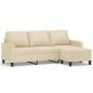 Preview: 3-Sitzer-Sofa mit Hocker Creme 180 cm Stoff