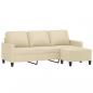 Preview: 3-Sitzer-Sofa mit Hocker Creme 180 cm Stoff