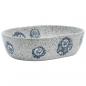 Preview: Aufsatzwaschbecken Grau und Blau Oval 47x33x13 cm Keramik