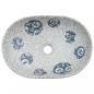 Preview: Aufsatzwaschbecken Grau und Blau Oval 47x33x13 cm Keramik