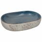 Preview: Aufsatzwaschbecken Sandfarben Blau Oval 59x40x14 cm Keramik