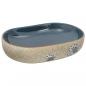 Preview: Aufsatzwaschbecken Sandfarben Blau Oval 59x40x14 cm Keramik