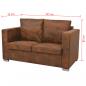 Preview: 2-Sitzer Sofa 137 x 73 x 82 cm Künstliches Wildleder