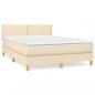 Preview: Boxspringbett mit Matratze Creme 140x190 cm Stoff