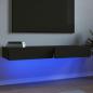 Preview: ARDEBO.de - TV-Schränke mit LED-Leuchten 2 Stk. Schwarz 60x35x15,5 cm