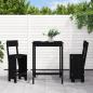 Preview: ARDEBO.de - 3-tlg. Gartenbar-Set Schwarz Massivholz Kiefer