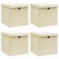 Preview: ARDEBO.de -  Aufbewahrungsboxen mit Deckel 4 Stk. Creme 32x32x32 cm Stoff