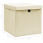 Preview:  Aufbewahrungsboxen mit Deckel 4 Stk. Creme 32x32x32 cm Stoff