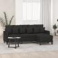 Preview: ARDEBO.de - 3-Sitzer-Sofa mit Hocker Schwarz 180 cm Stoff