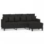 Preview: 3-Sitzer-Sofa mit Hocker Schwarz 180 cm Stoff