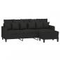 Preview: 3-Sitzer-Sofa mit Hocker Schwarz 180 cm Stoff