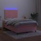 Preview: Boxspringbett mit Matratze & LED Rosa 120x200 cm Samt