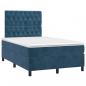 Preview: Boxspringbett mit Matratze Dunkelblau 120x200 cm Samt