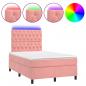 Preview: Boxspringbett mit Matratze & LED Rosa 120x200 cm Samt