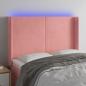 Preview: ARDEBO.de - LED Kopfteil Rosa 147x16x118/128 cm Samt