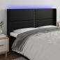 Preview: ARDEBO.de - LED Kopfteil Schwarz 183x16x118/128 cm Kunstleder