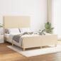 Preview: ARDEBO.de - Bettgestell mit Kopfteil Creme 140x190 cm Stoff