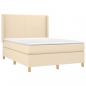 Preview: Boxspringbett mit Matratze Creme 140x190 cm Stoff