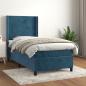 Preview: ARDEBO.de - Boxspringbett mit Matratze Dunkelblau 90x200 cm Samt