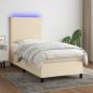 Preview: ARDEBO.de - Boxspringbett mit Matratze & LED Creme 100x200 cm Stoff