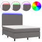 Preview: Boxspringbett mit Matratze & LED Grau 140x190 cm Kunstleder