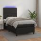 Preview: ARDEBO.de - Boxspringbett mit Matratze & LED Schwarz 90x200 cm Kunstleder