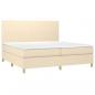 Preview: Boxspringbett mit Matratze & LED Creme 200x200 cm Stoff