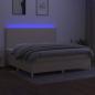 Preview: Boxspringbett mit Matratze & LED Creme 200x200 cm Stoff