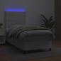 Preview: Boxspringbett mit Matratze & LED Weiß 90x190 cm Kunstleder