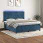 Preview: ARDEBO.de - Boxspringbett mit Matratze & LED Dunkelblau 160x200 cm Samt