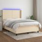 Preview: ARDEBO.de - Boxspringbett mit Matratze & LED Creme 140x200 cm Stoff