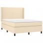 Preview: Boxspringbett mit Matratze & LED Creme 140x200 cm Stoff