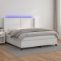 Preview: ARDEBO.de - Boxspringbett mit Matratze & LED Weiß 180x200 cm Kunstleder